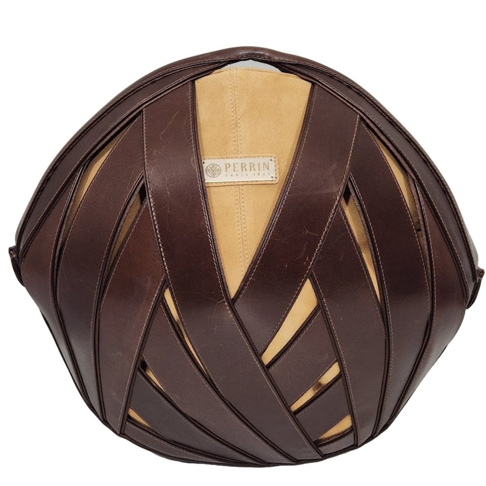 Perrin Brown & Beige Woven Leather Satchel